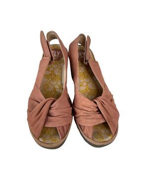 Fly London Yakin Slingback Wedge Sandals Leather Twist Front Platform EU 41